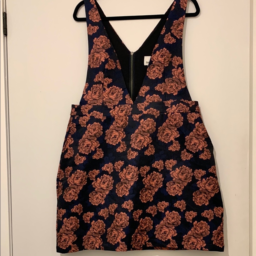Frank & Oak Blue Pink Plunge Neck Sleeveless dress